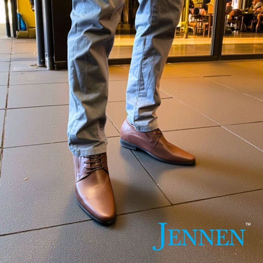 Mr. Parkinson Brown Vegan 8cm | 3.2 Inches Taller Formal Heeled Shoes Ella Lace Up Shoes