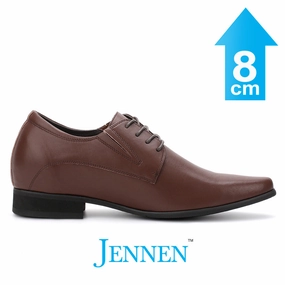 Mr. Parkinson Brown Vegan 8cm | 3.2 Inches Taller Formal Heeled Shoes Chunky Sole Derby Shoes