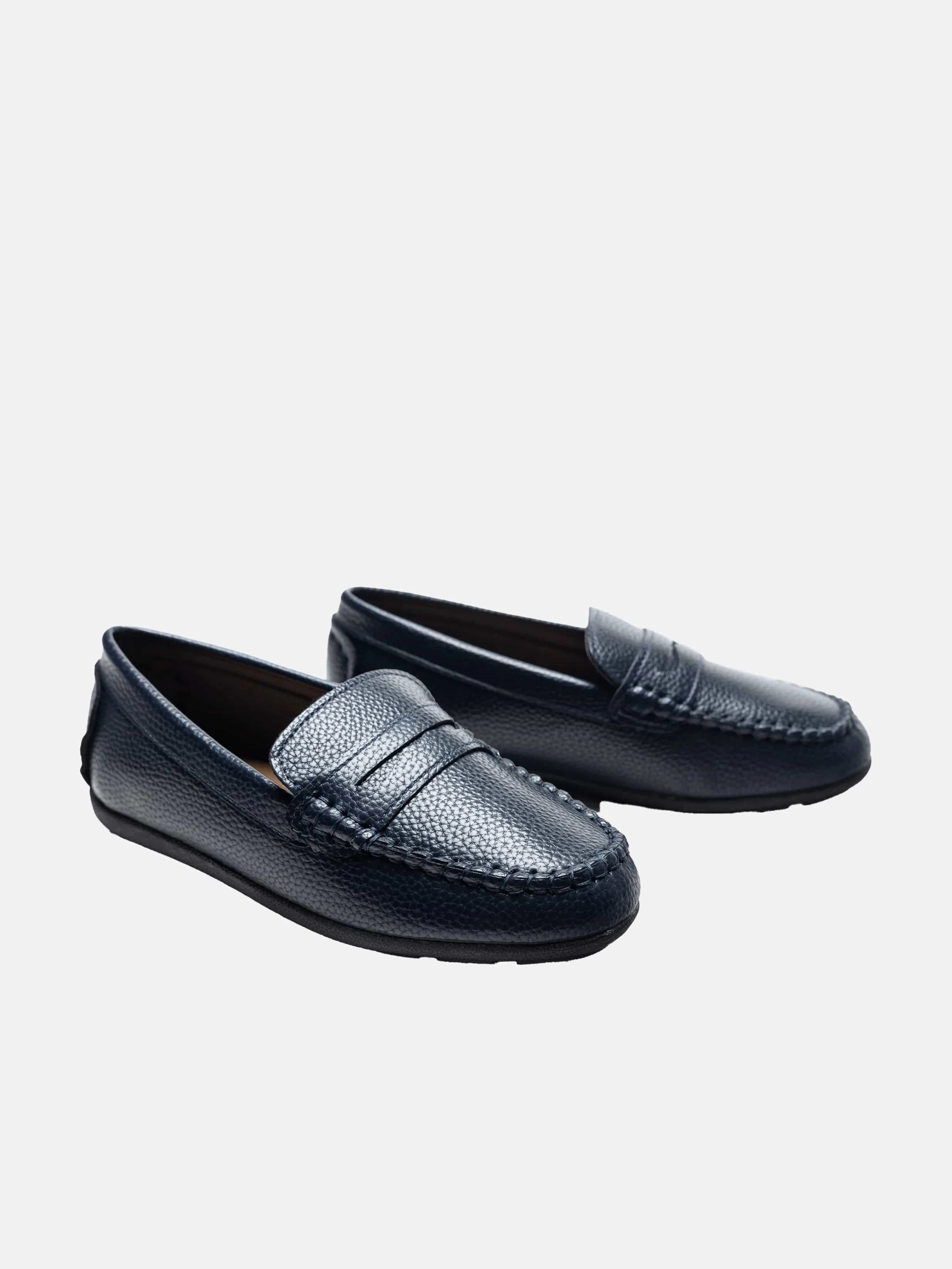 Navy Faux Leather Penny Loafers Skateboarding Loafers