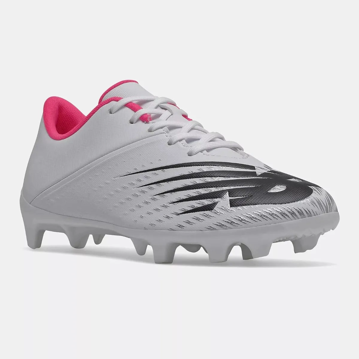 New Balance JR Furon V6  Dispatch. FG Wide -White-Black-Pink Best Soccer Cleats For Knee Problems