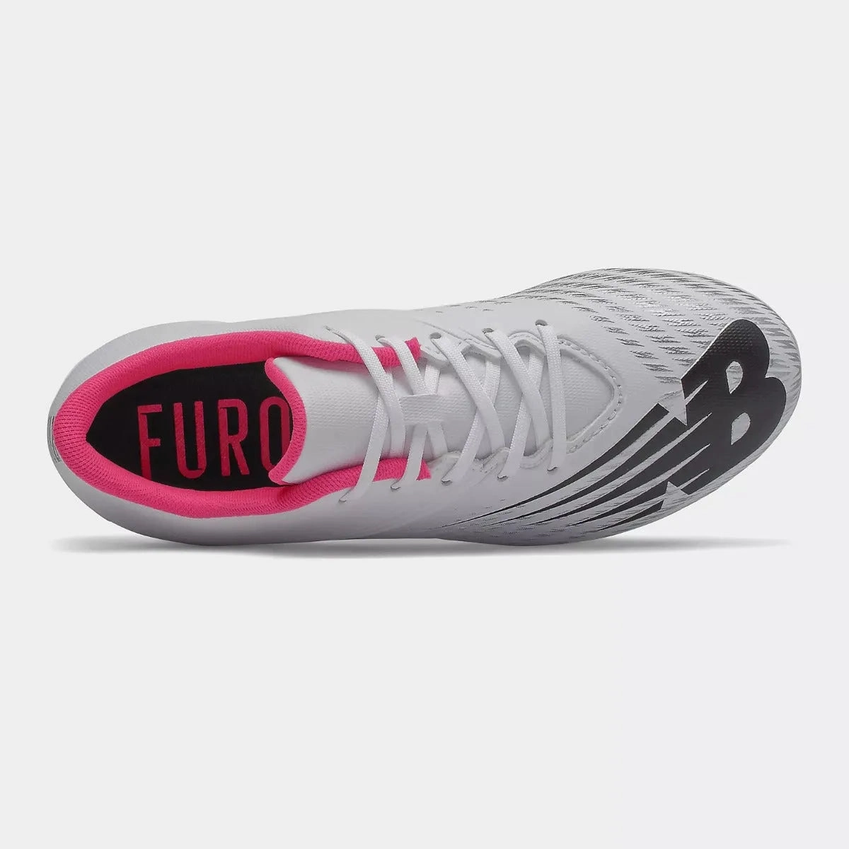 New Balance JR Furon V6  Dispatch. FG Wide -White-Black-Pink Elite Ft Firm Ground Soccer Cleats