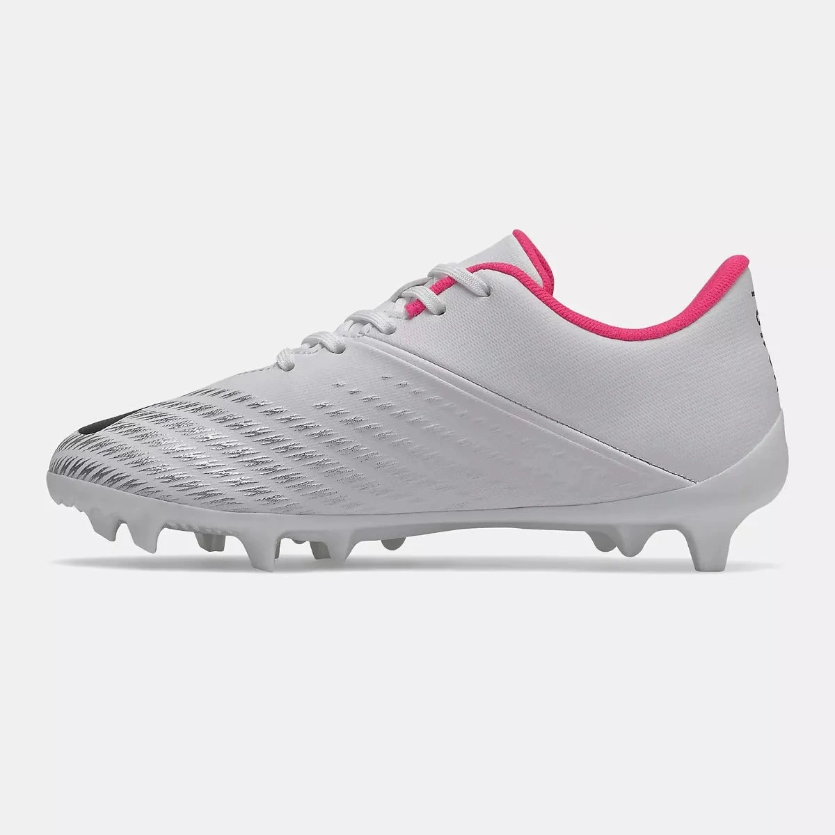 New Balance JR Furon V6  Dispatch. FG Wide -White-Black-Pink Foot Shaped Soccer Cleats
