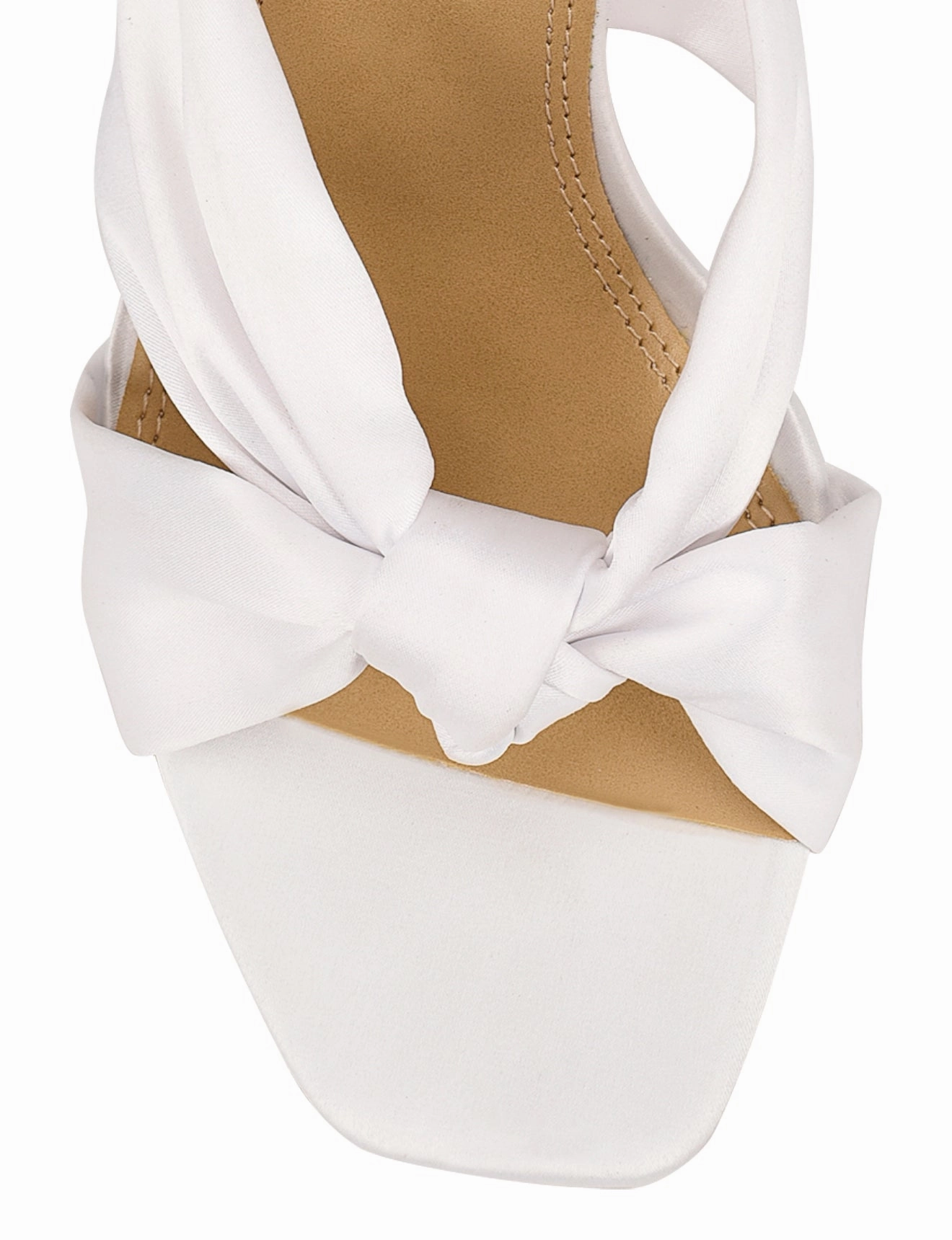 Sam Edelman High Heels Nicola Satin Knot Mules - Ivory White Satin