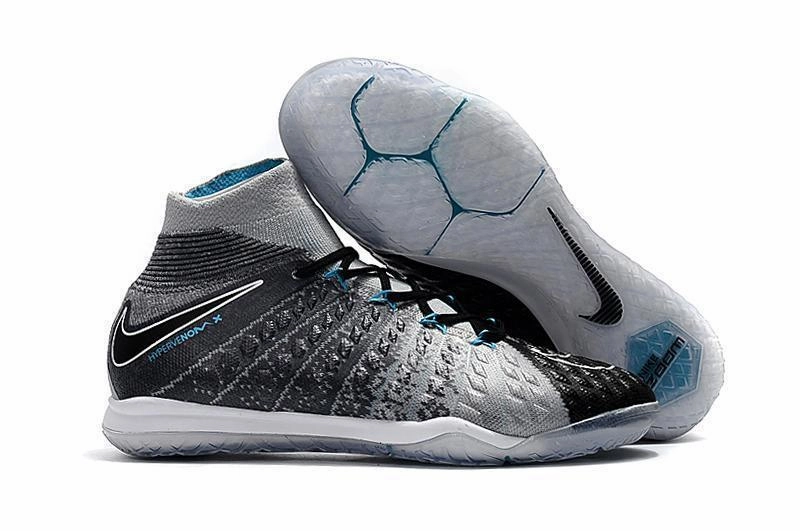 New Nike HypervenomX Proximo II DF IC HP30021 Soccer Cleats Shoes WolfGrey Black Chlorine Blue Style Of Nike Shoes