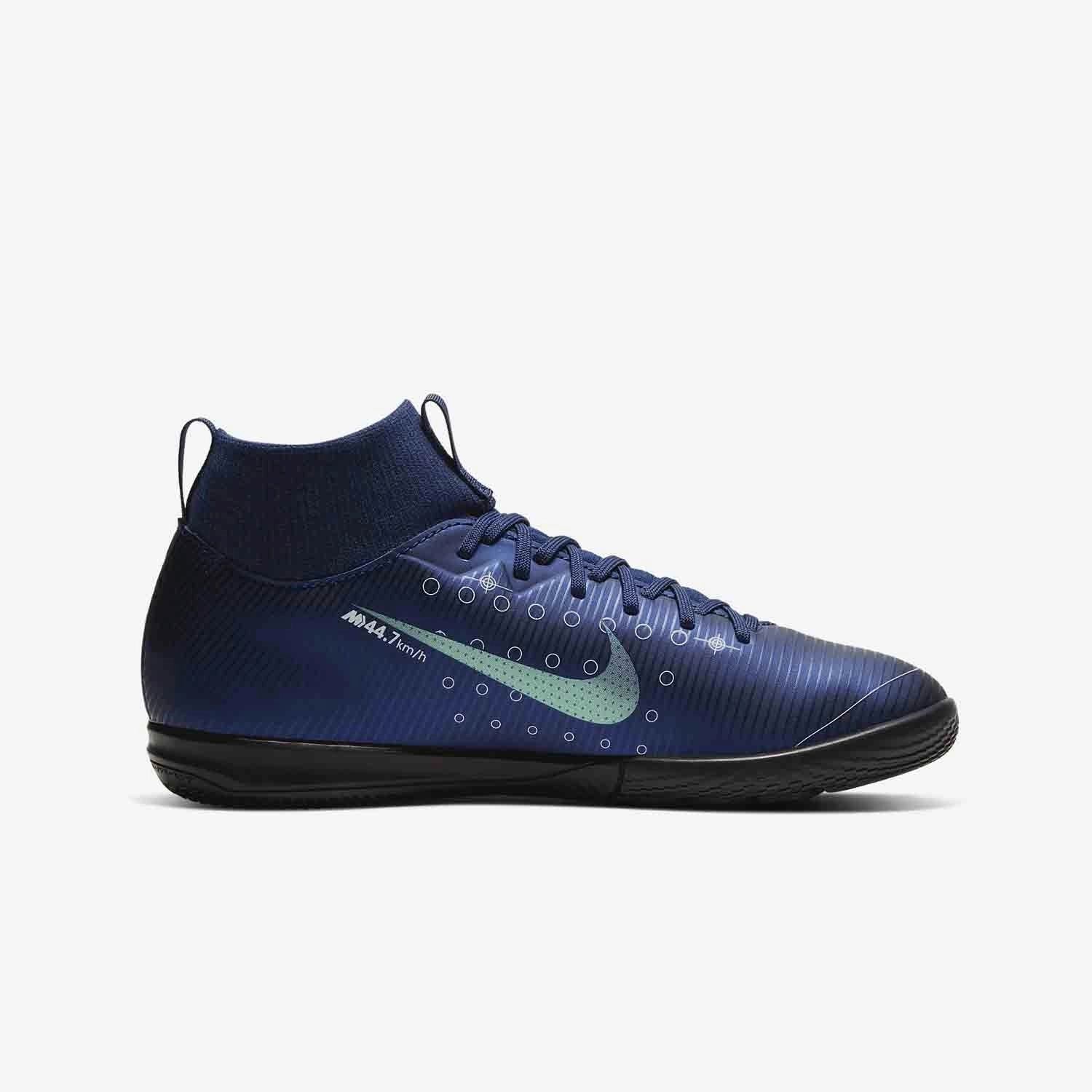 Nike JR Superfly 7 Academy IC Indoor Soccer Shoes - Blue Void/Barely Volt/White Nike Shoes Gary Payton