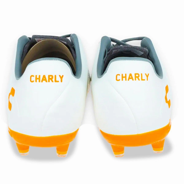 Charly Encore Firm Ground Soccer Cleats (White/Orange) Soccer Cleats Made In Usa