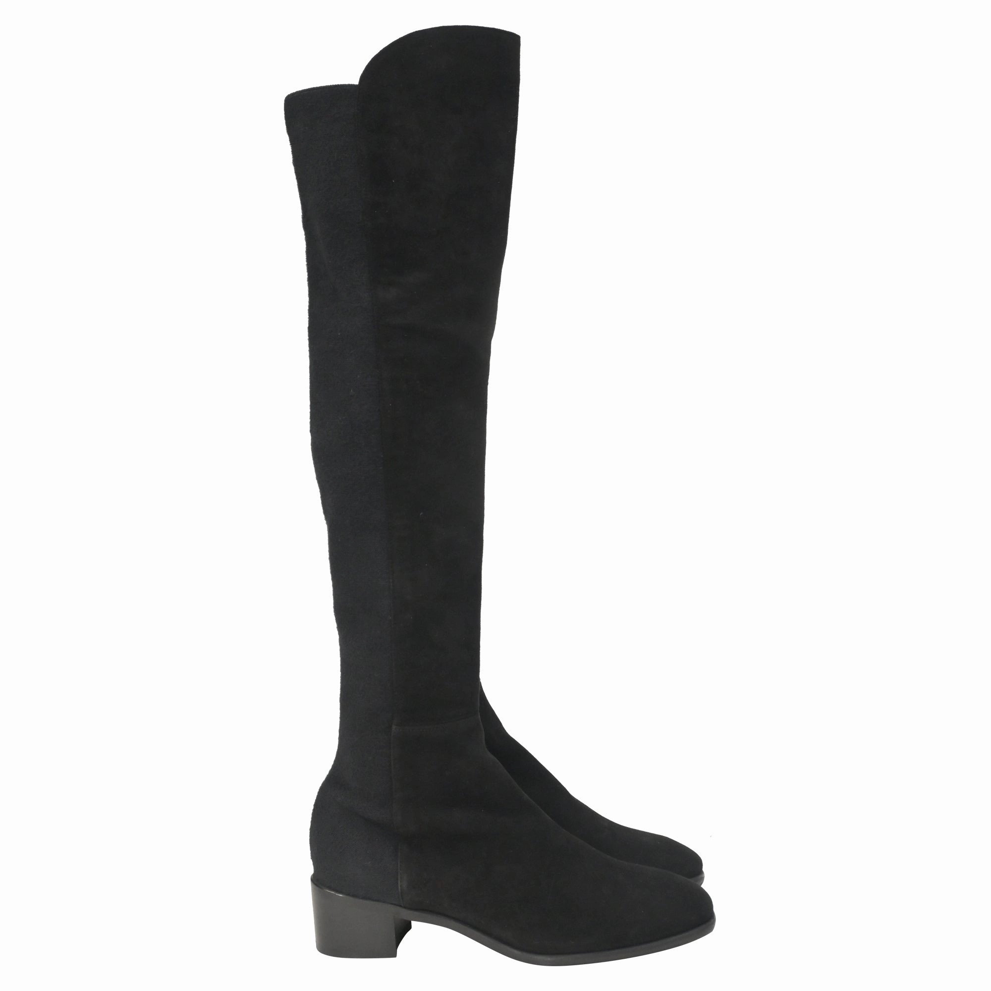 Knee-high Leather Boots Stuart Weitzman Tia Over-The-Knee Boots in Black Suede