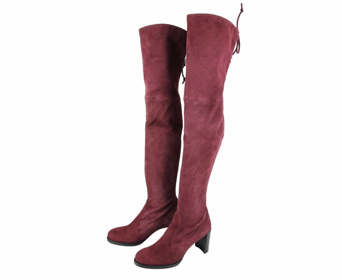 Brown Leather Cowgirl Boots Stuart Weitzman Women's Tipland Cabernet  Suede Over the Knee Boot