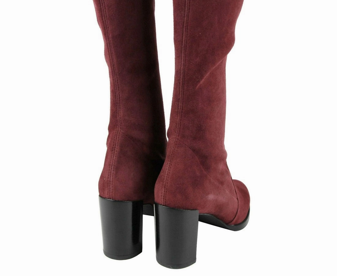 Acid Folic Boots Stuart Weitzman Women's Tipland Cabernet  Suede Over the Knee Boot