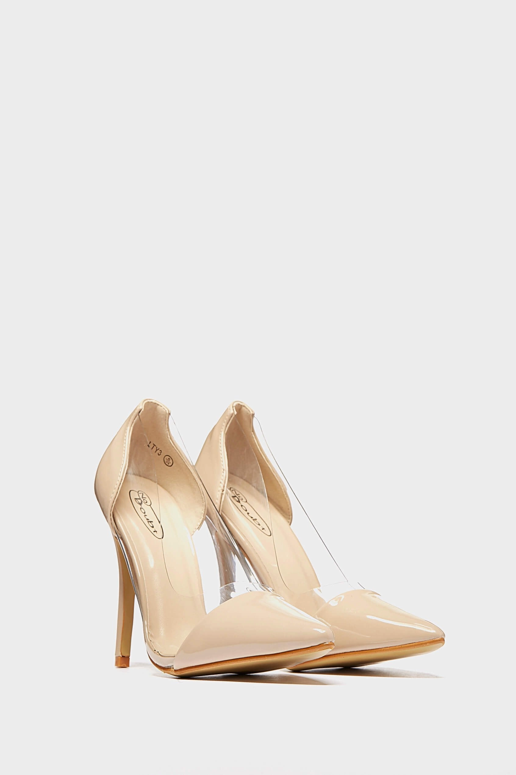 Nude Patent See Through Pvc Court Heels High Heels With Locks