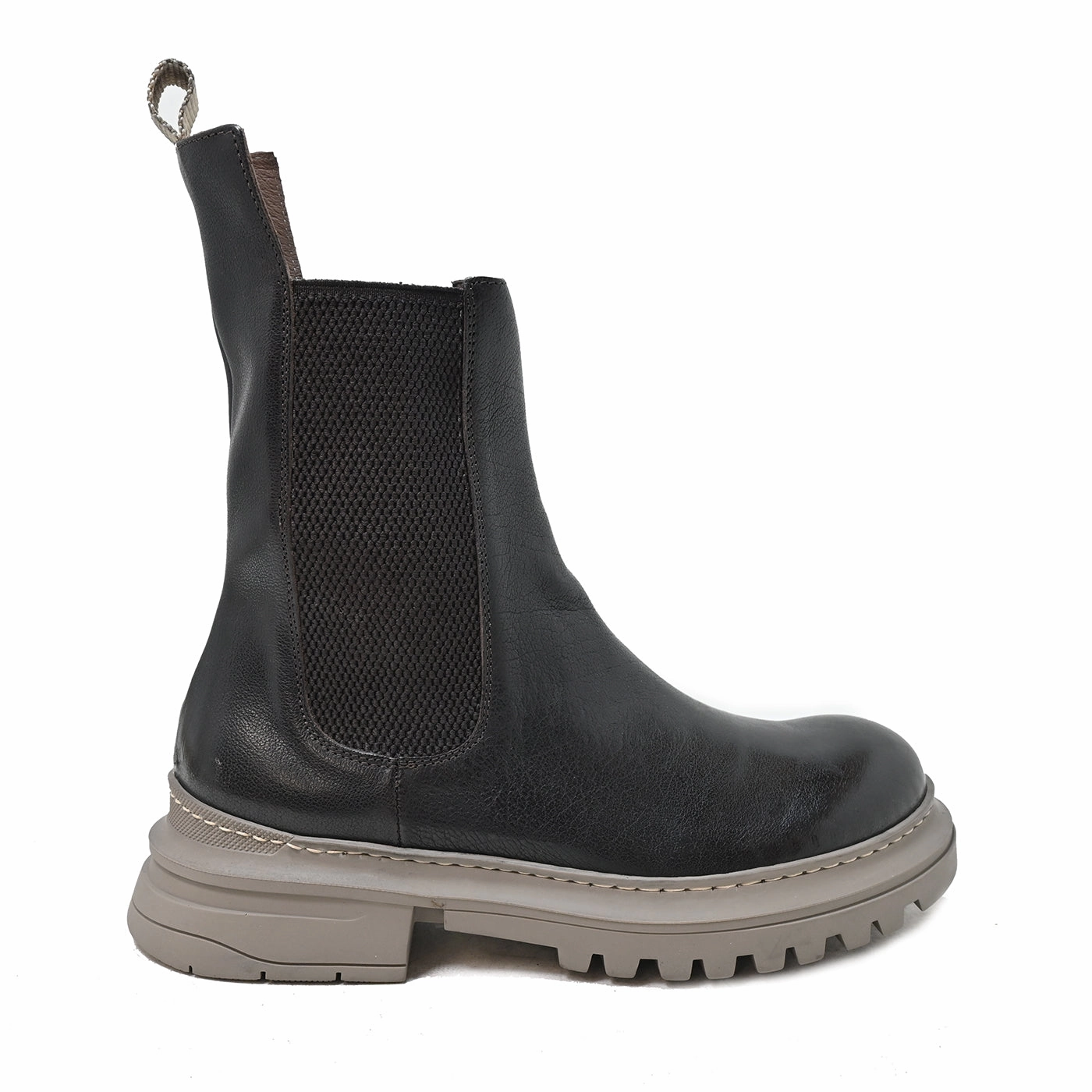 Flat Leather Ankle Boots OBI 02 - beatles boots leather DARK BROWN