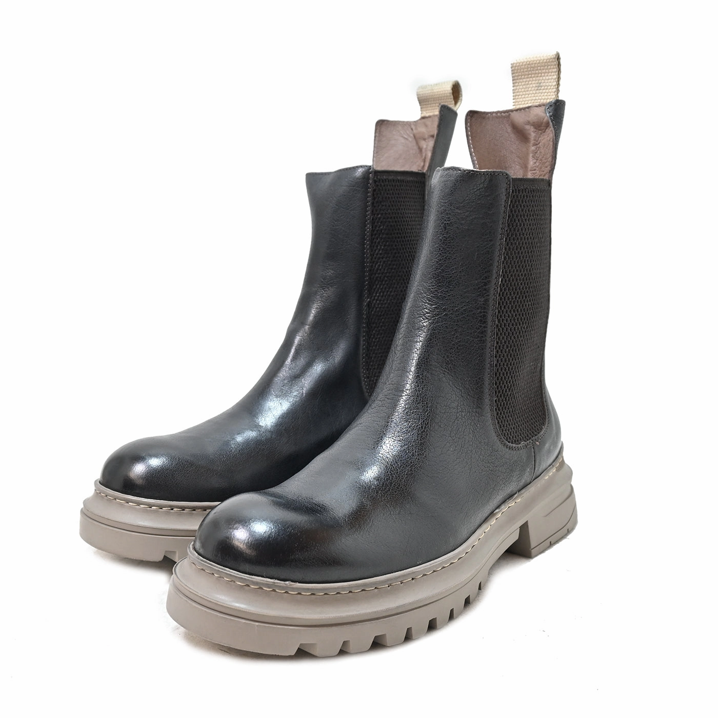 OBI 02 - beatles boots leather DARK BROWN Italian Soft Leather Ankle Boots