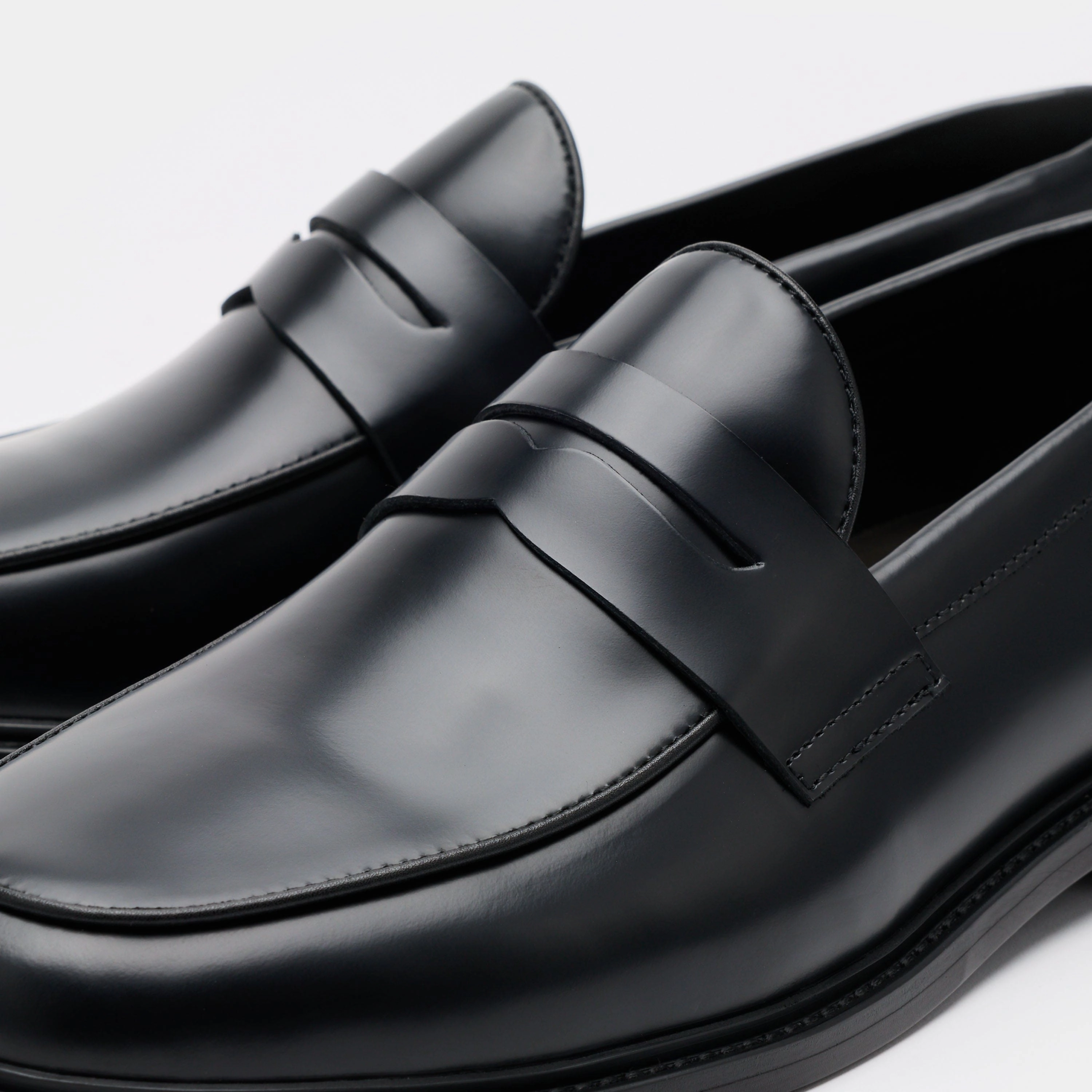 Socks Loafers Calum Black Calf Leather Penny Loafers