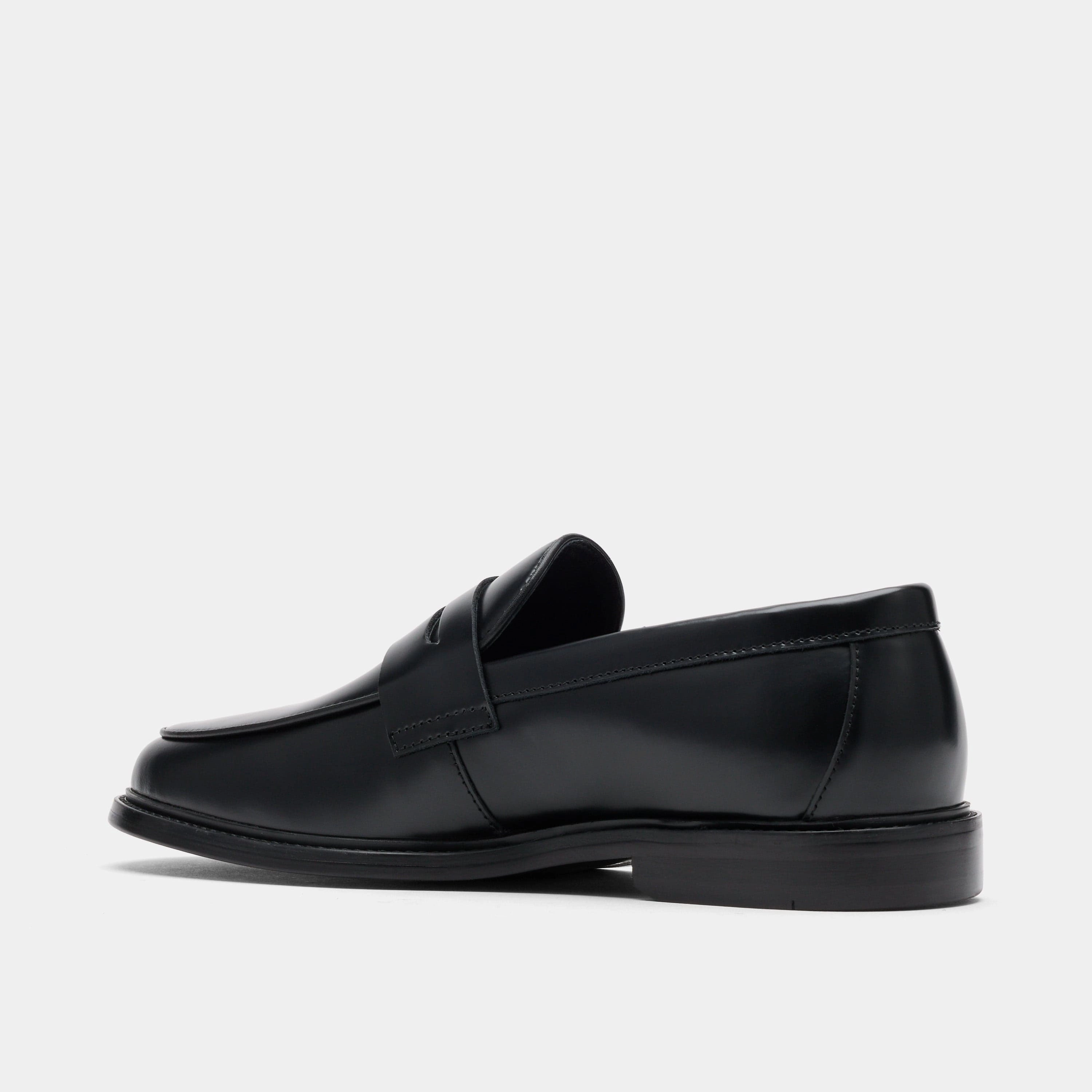 Platfrom Loafers Calum Black Calf Leather Penny Loafers