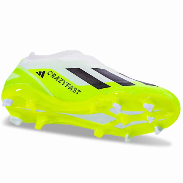 adidas X Crazyfast.3 LL Laceless Firm Ground Soccer Cleats (White/Lucid Lemon) Future 7 Soccer Cleats