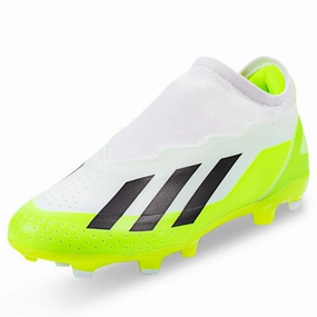 adidas X Crazyfast.3 LL Laceless Firm Ground Soccer Cleats (White/Lucid Lemon) Sporting Goods Cleats Soccer