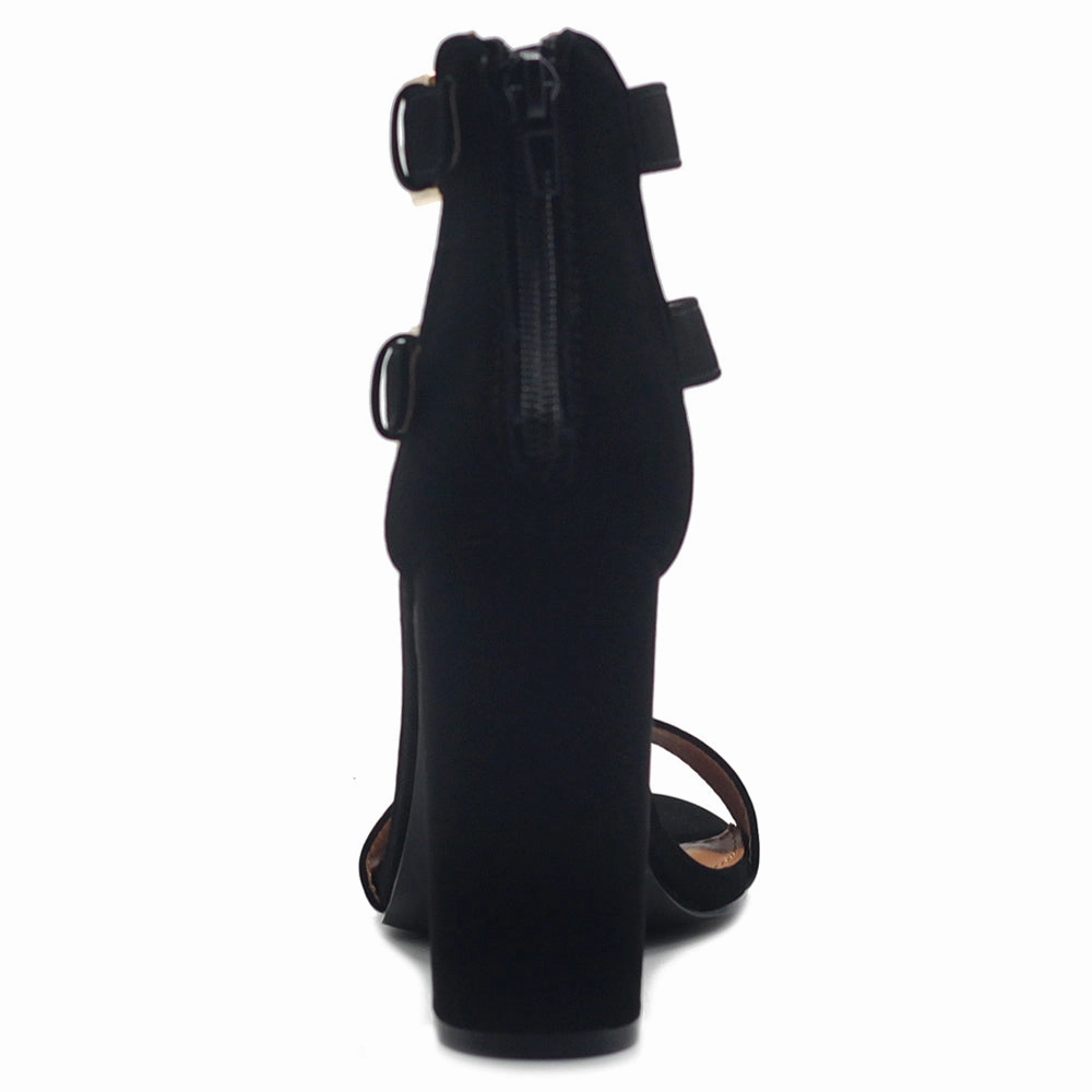 Ollio Women's Shoes Double Ankle Strap Zip Up Chunky High Heel Sandals High Heel Trample