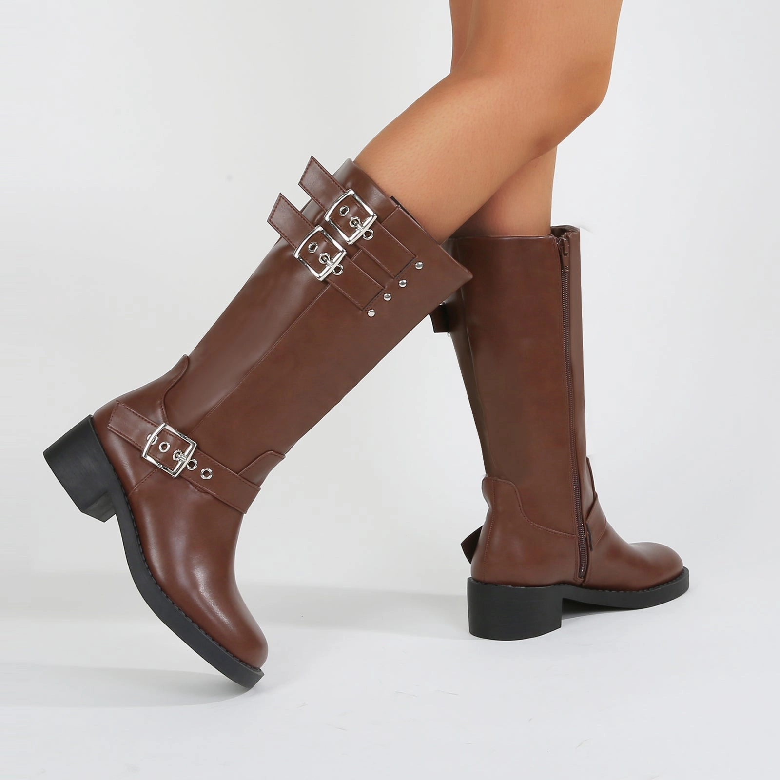 Cowgirl Boots On Sale Passion Moto Buckle Mid-Calf Boots