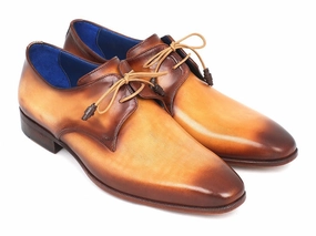 Paul Parkman Brown and Camel Hand-Painted Derby Shoes (ID#326-CMLBRW) Stylish Lace Up Shoes