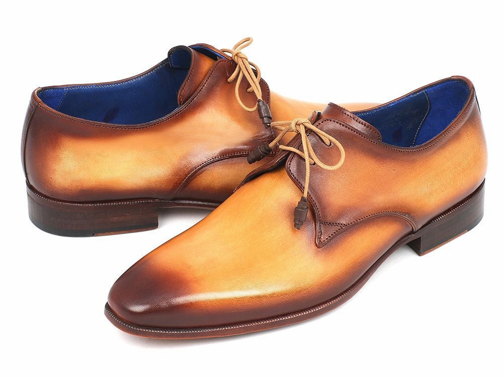 Paul Parkman Brown and Camel Hand-Painted Derby Shoes (ID#326-CMLBRW) Lace Up Tennis Shoes