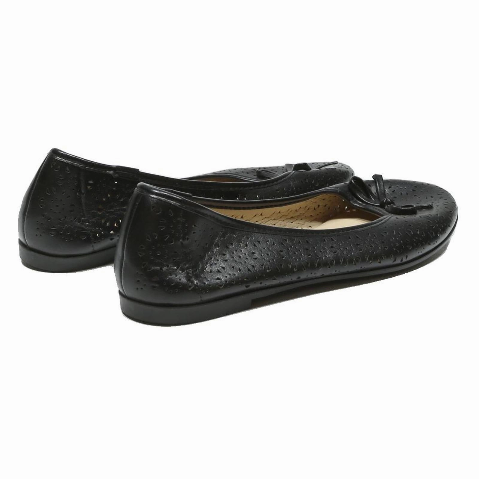 Personalised Climbing Shoes CAMPRELLA Womens Leather Ballet Shoes Black UK 8 Perforated Bow Detail Elegant