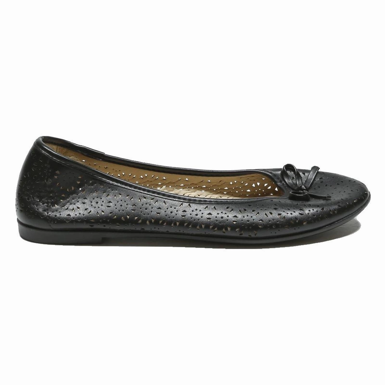 CAMPRELLA Womens Leather Ballet Shoes Black UK 8 Perforated Bow Detail Elegant Camp Climbing Shoes