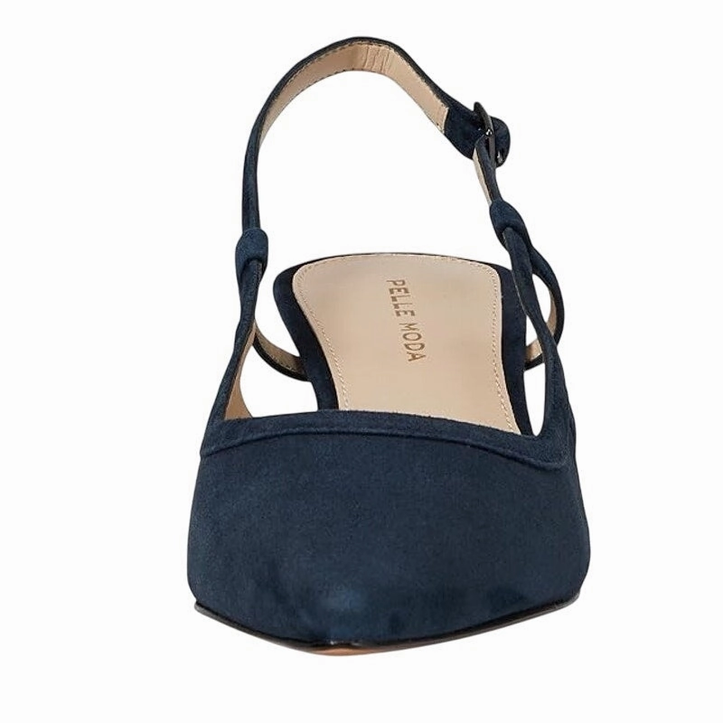 Pelle Moda Womens Deena Kitten Heels US 9 M EU 40 Navy Suede Slingback NIB Fall In High Heels
