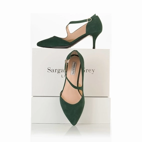 Penelope Extra-Wide Fit Shoes - Green Suede Miniature High Heels