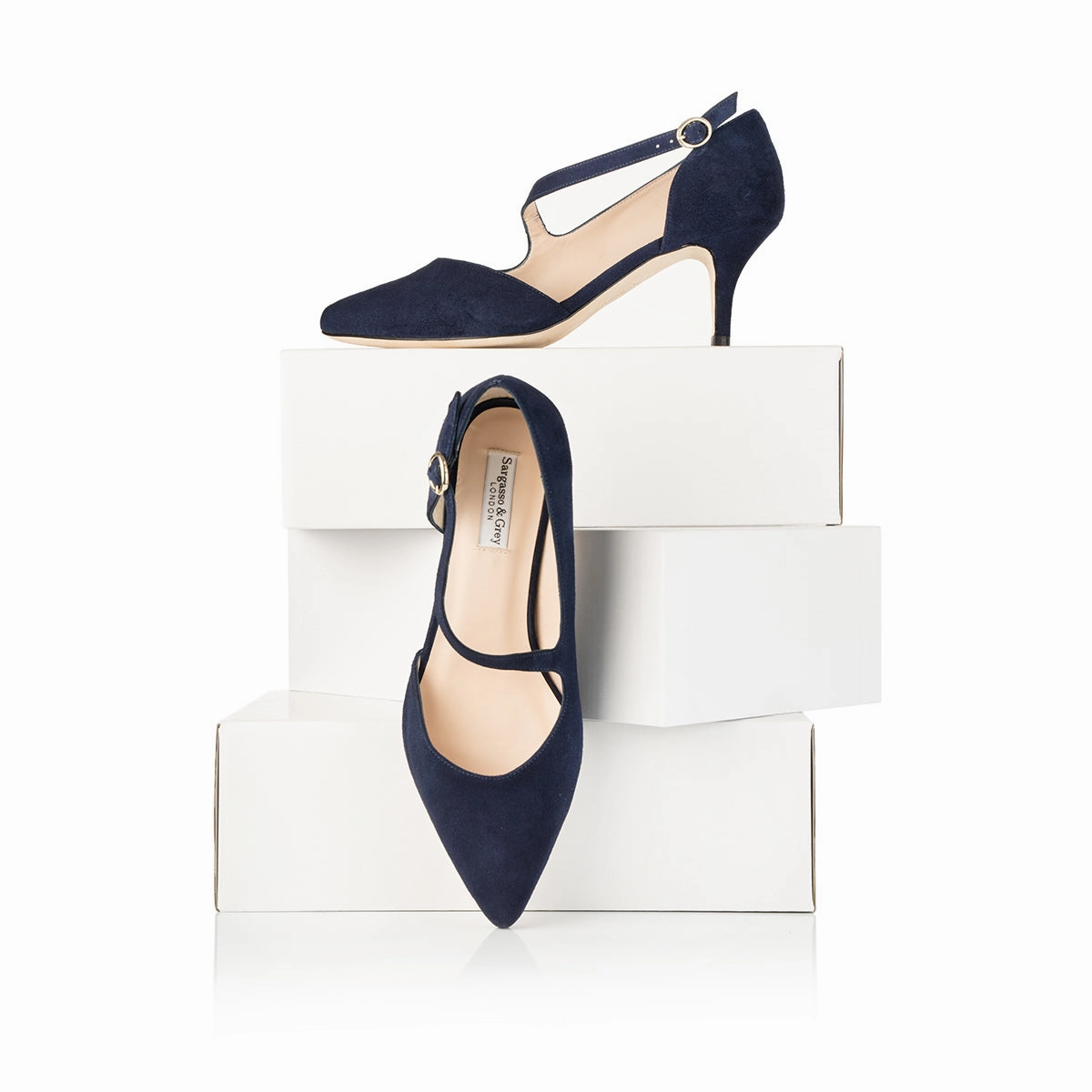 Penelope Extra-Wide Fit Shoes - Navy Suede Best Shoe Inserts For Heels