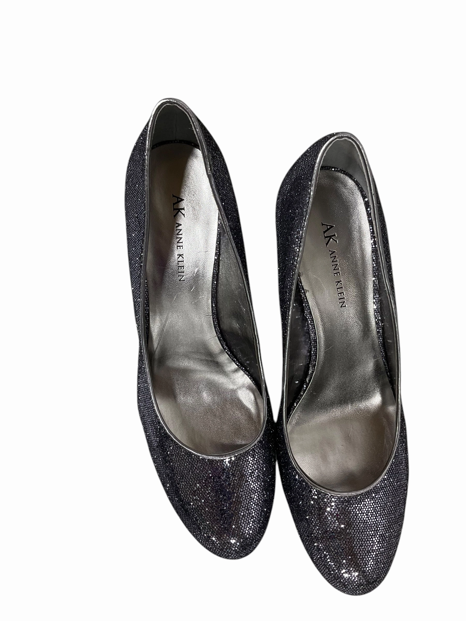 Two Strap High Heels Shoes Heels Stiletto By Anne Klein In Grey, Size: 8.5