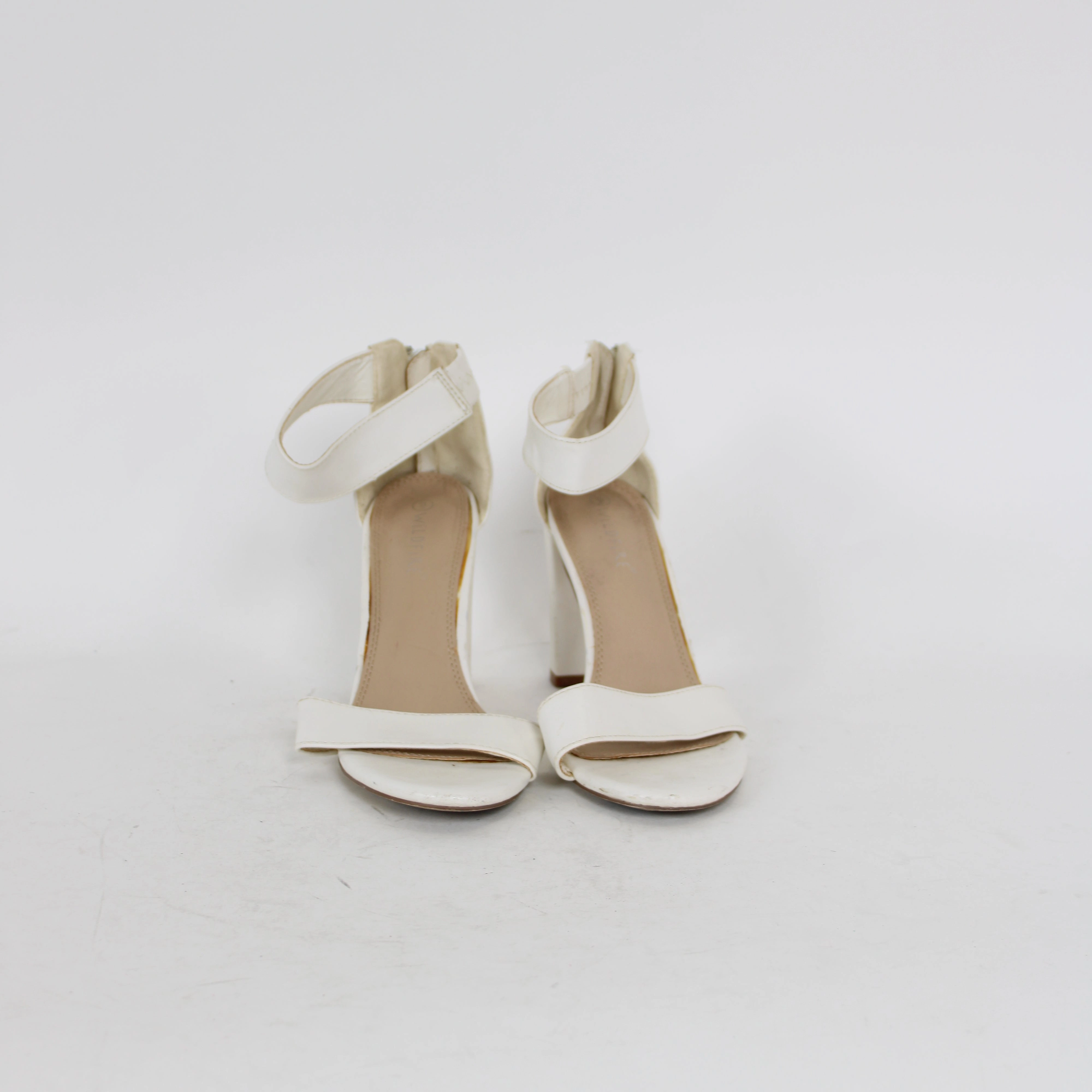 Wildfire White Strappy Heels Leopard Print High Heels