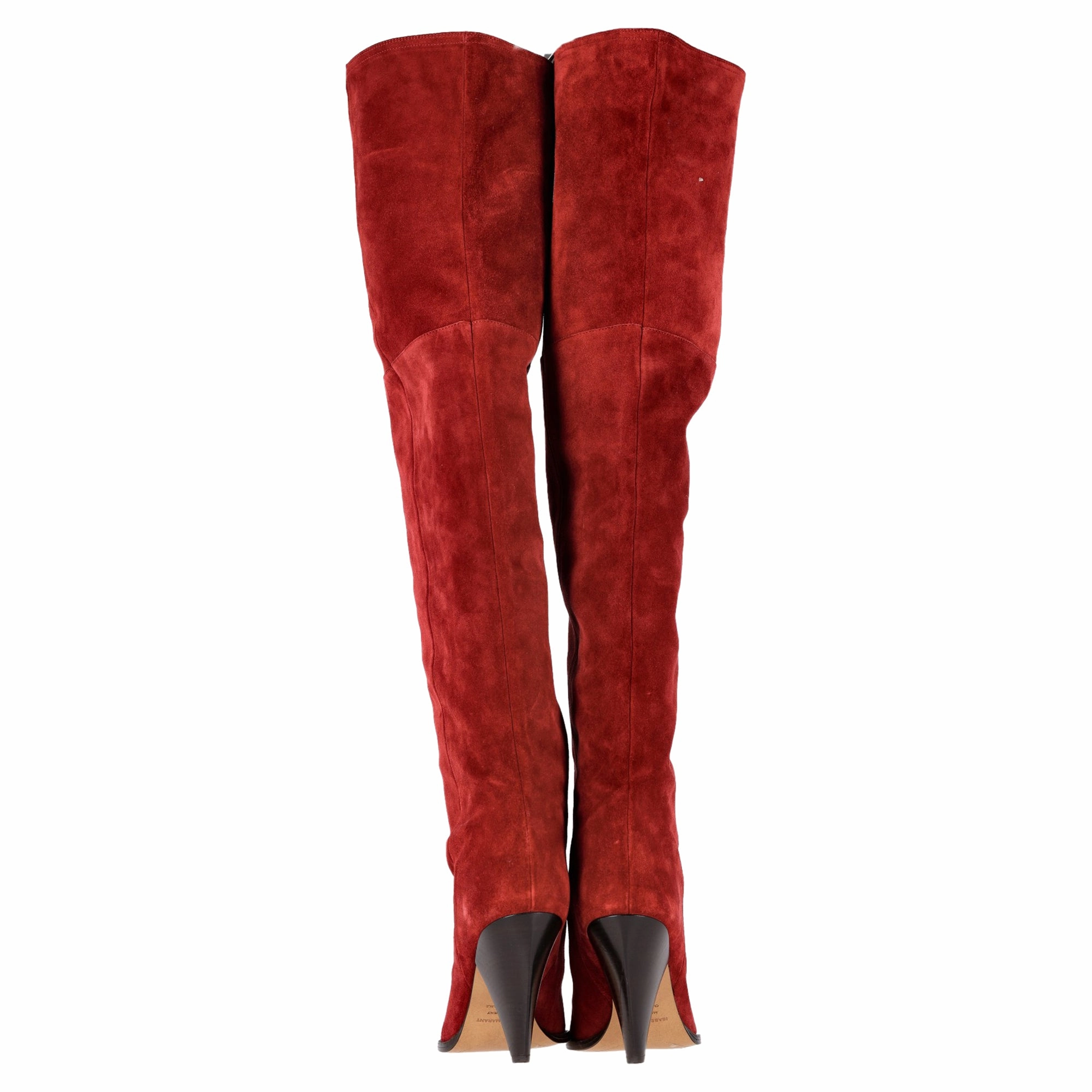 Red Boots Heels Isabel Marant Riria Over The Knee Boots in Red Suede