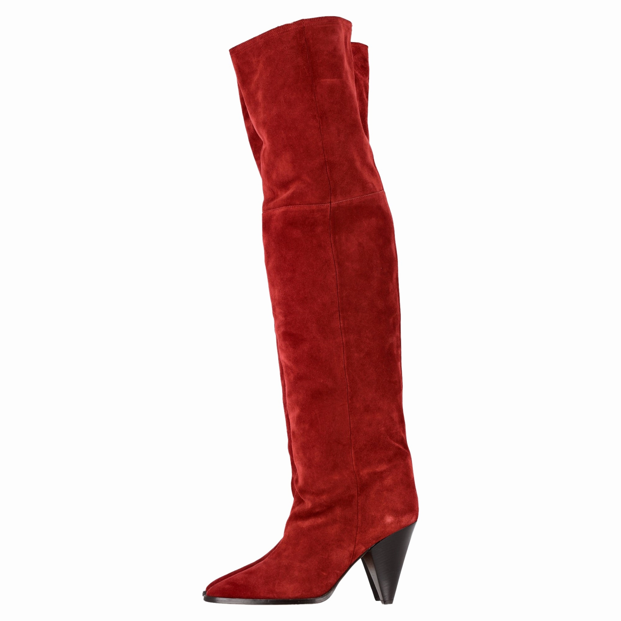 Fashion Riding Boots Isabel Marant Riria Over The Knee Boots in Red Suede