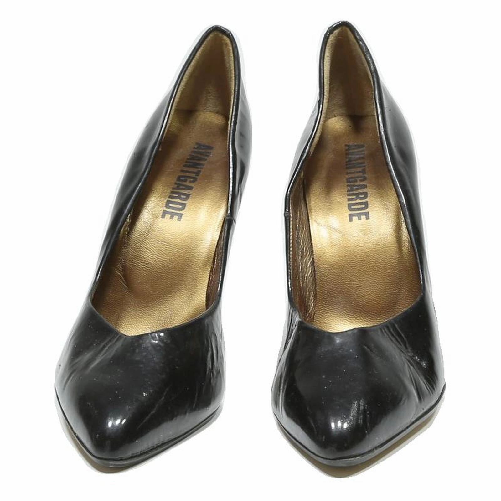 AVANTGARDE Womens Classic Black Leather Pointed Toe Court Heels UK 8 Elegant High Heels On My