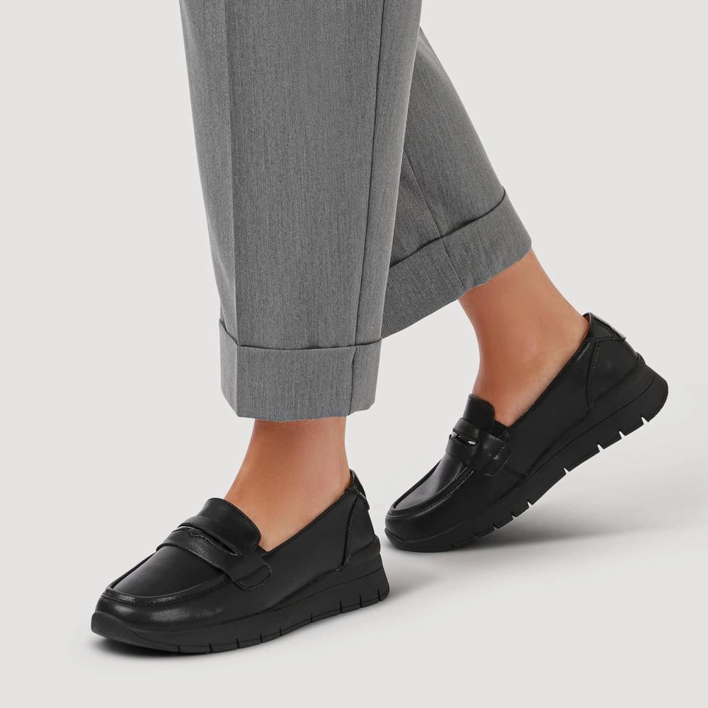 Heeled Leather Penny Loafers - BRK42010 / 328 370 - Black Italian Suede Loafers