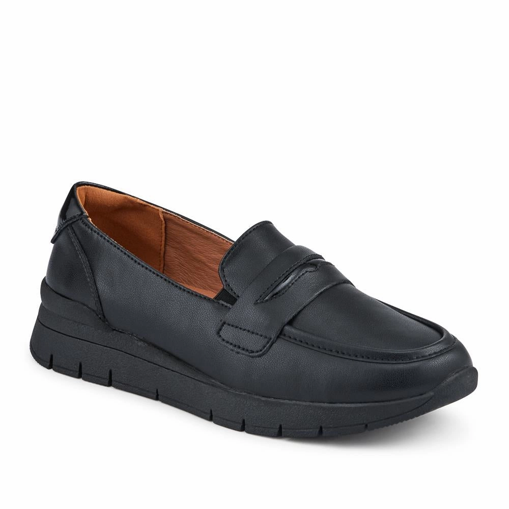 Heeled Leather Penny Loafers - BRK42010 / 328 370 - Black Dexter Loafers