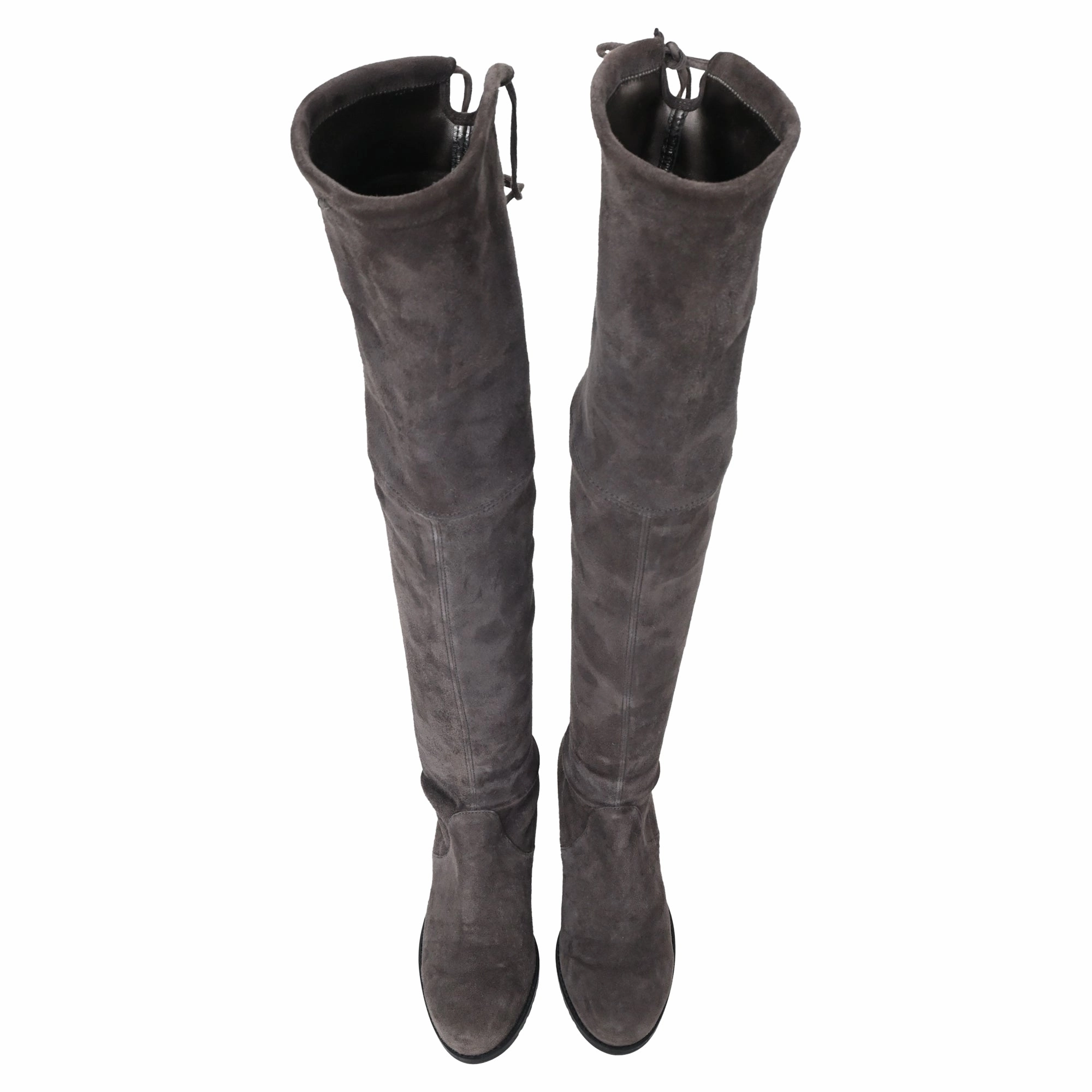 Stuart Weitzman Over The Knee Boots in Grey Suede Leather Riding Boots