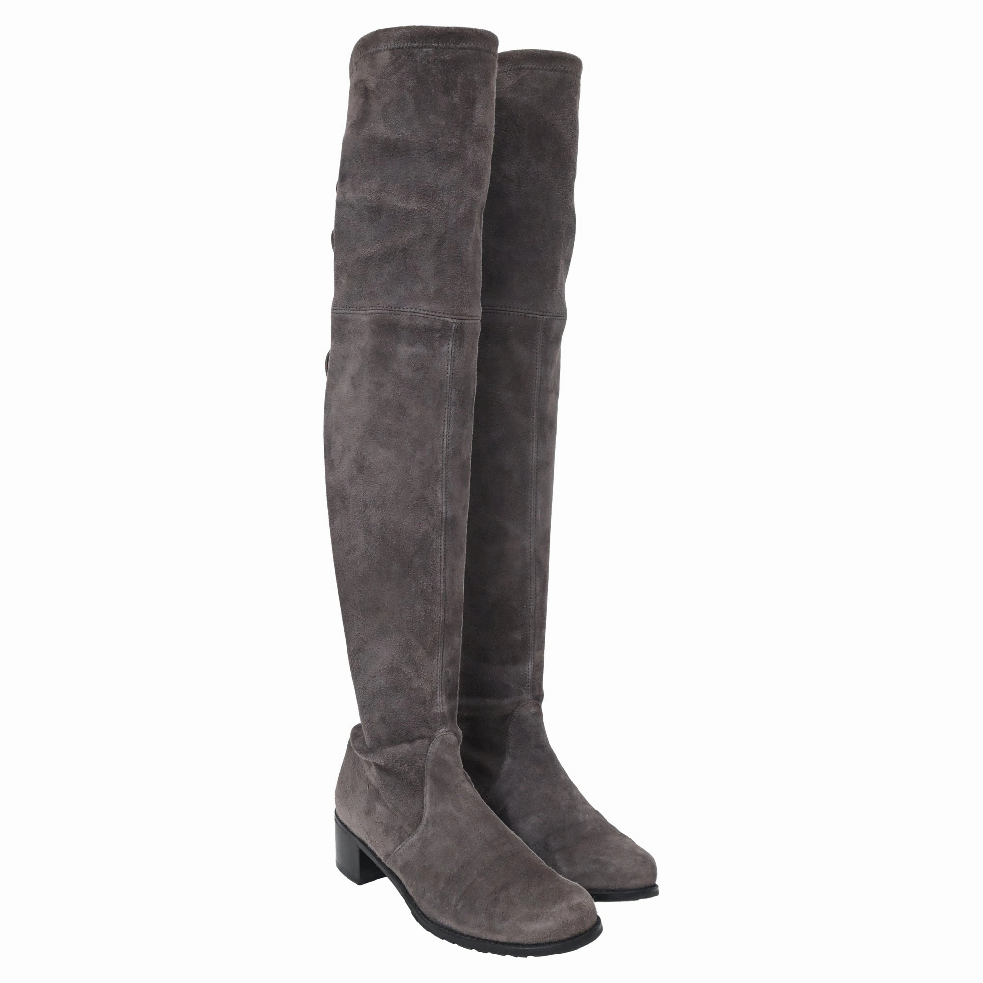 Stuart Weitzman Over The Knee Boots in Grey Suede Slip On Boots Work