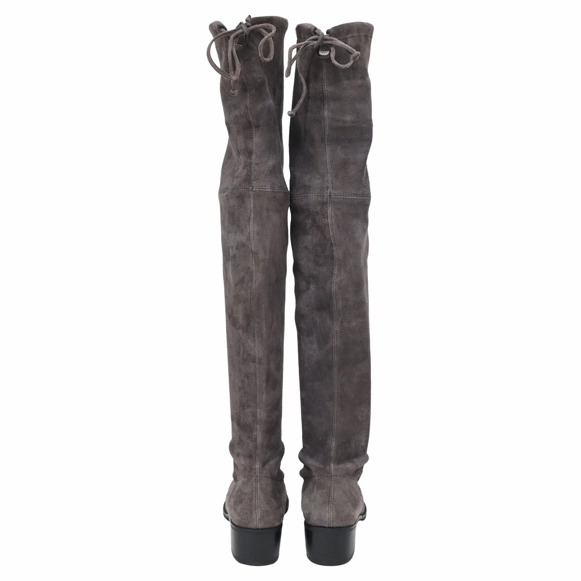 Stuart Weitzman Over The Knee Boots in Grey Suede Skirt With Boots