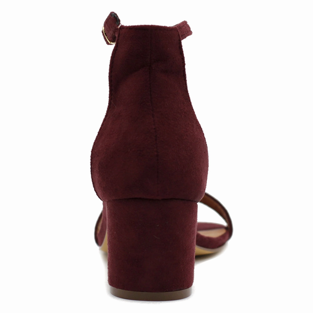 Ollio Womens Shoe Faux Suede Chunky Mid Heel Ankle Strap Heeled Sandals