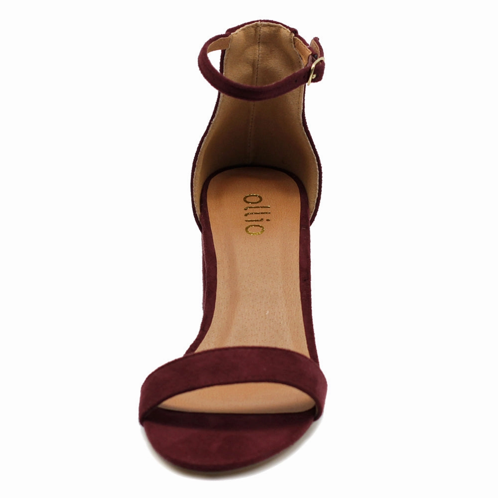 Ollio Womens Shoe Faux Suede Chunky Mid Heel Ankle Strap Heeled Sandals