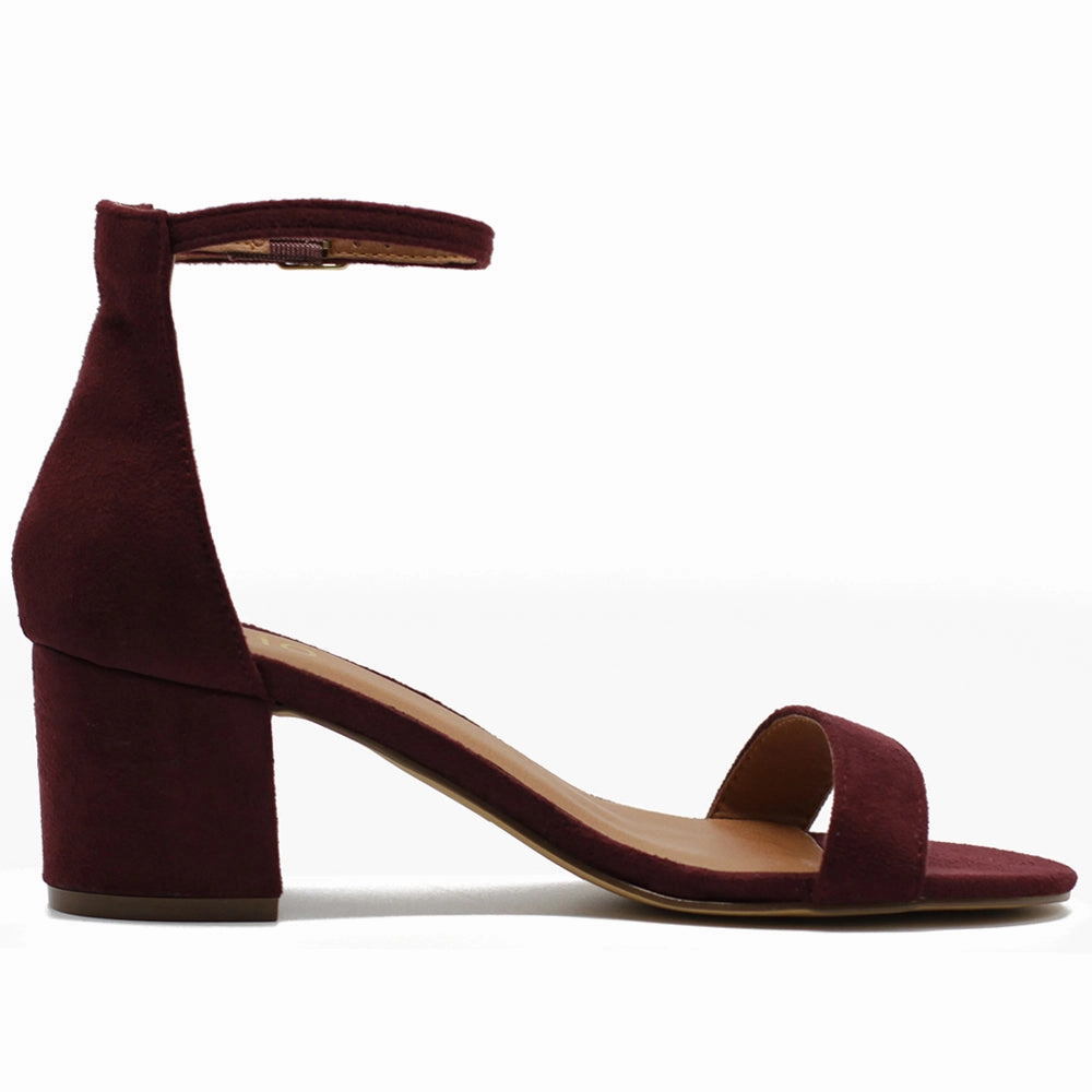 Ollio Womens Shoe Faux Suede Chunky Mid Heel Ankle Strap Heeled Sandals