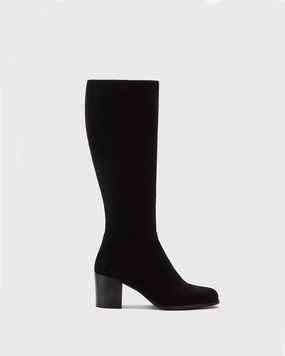 Ruffle Knee High Boots Dalia Standard Knee High Boots in Black Suede
