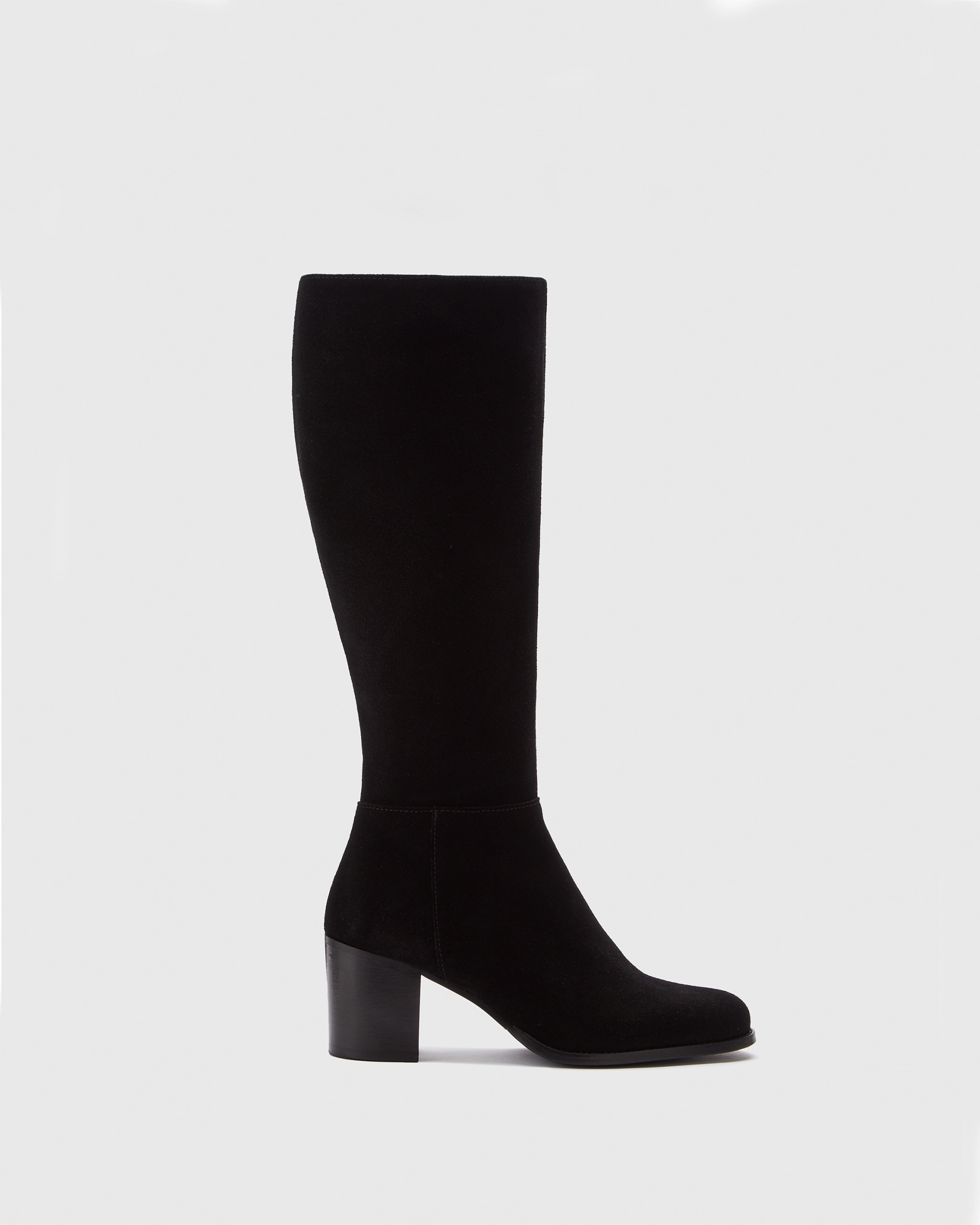 Leather Knee High Boots Wide Calf Dalia Standard Knee High Boots in Black Suede