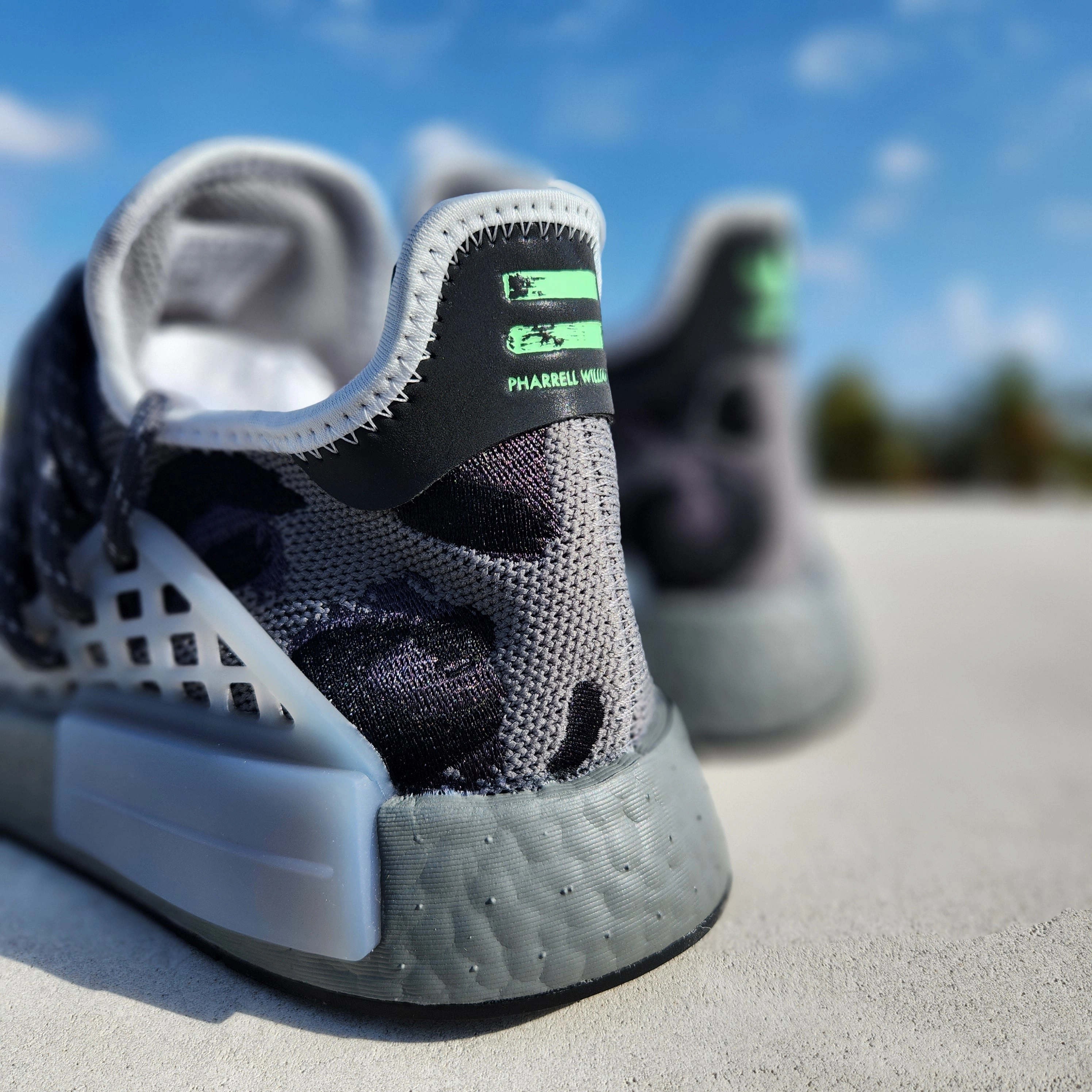 Pharrell Williams x Adidas Hu NMD Animal Print Ash Grey University Of Miami Shoes Adidas