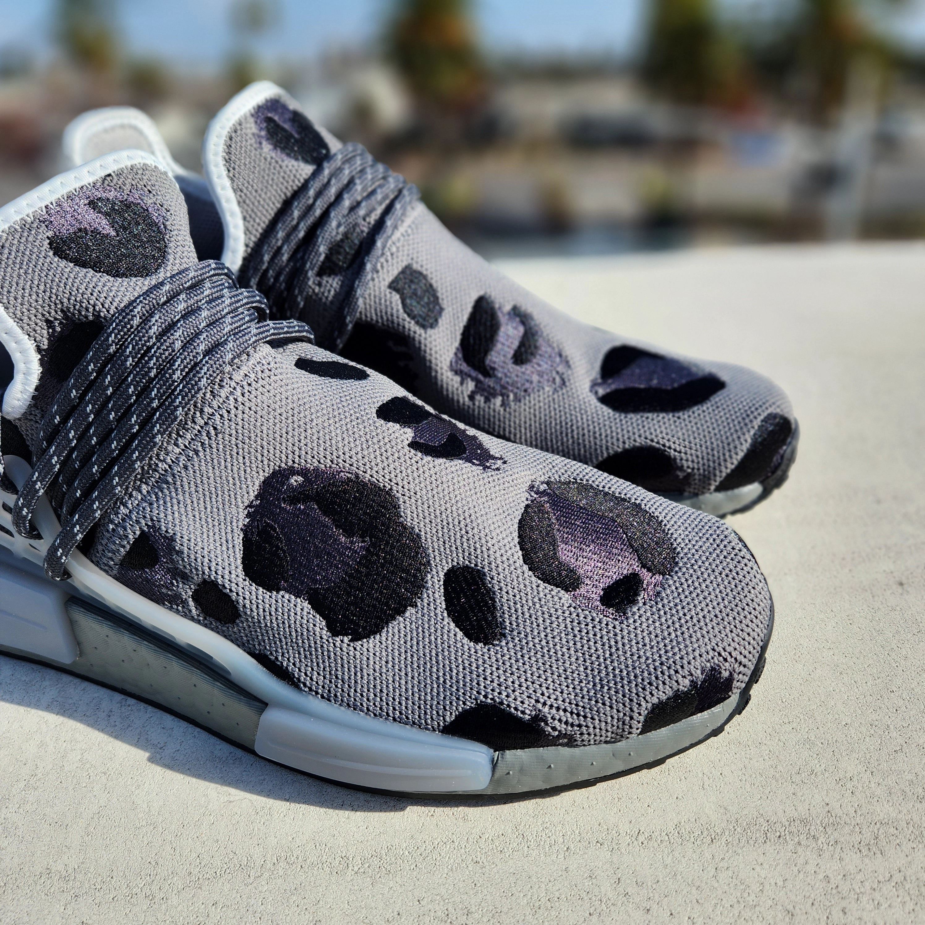 Pharrell Williams x Adidas Hu NMD Animal Print Ash Grey Adidas X Bad Bunny Shoes