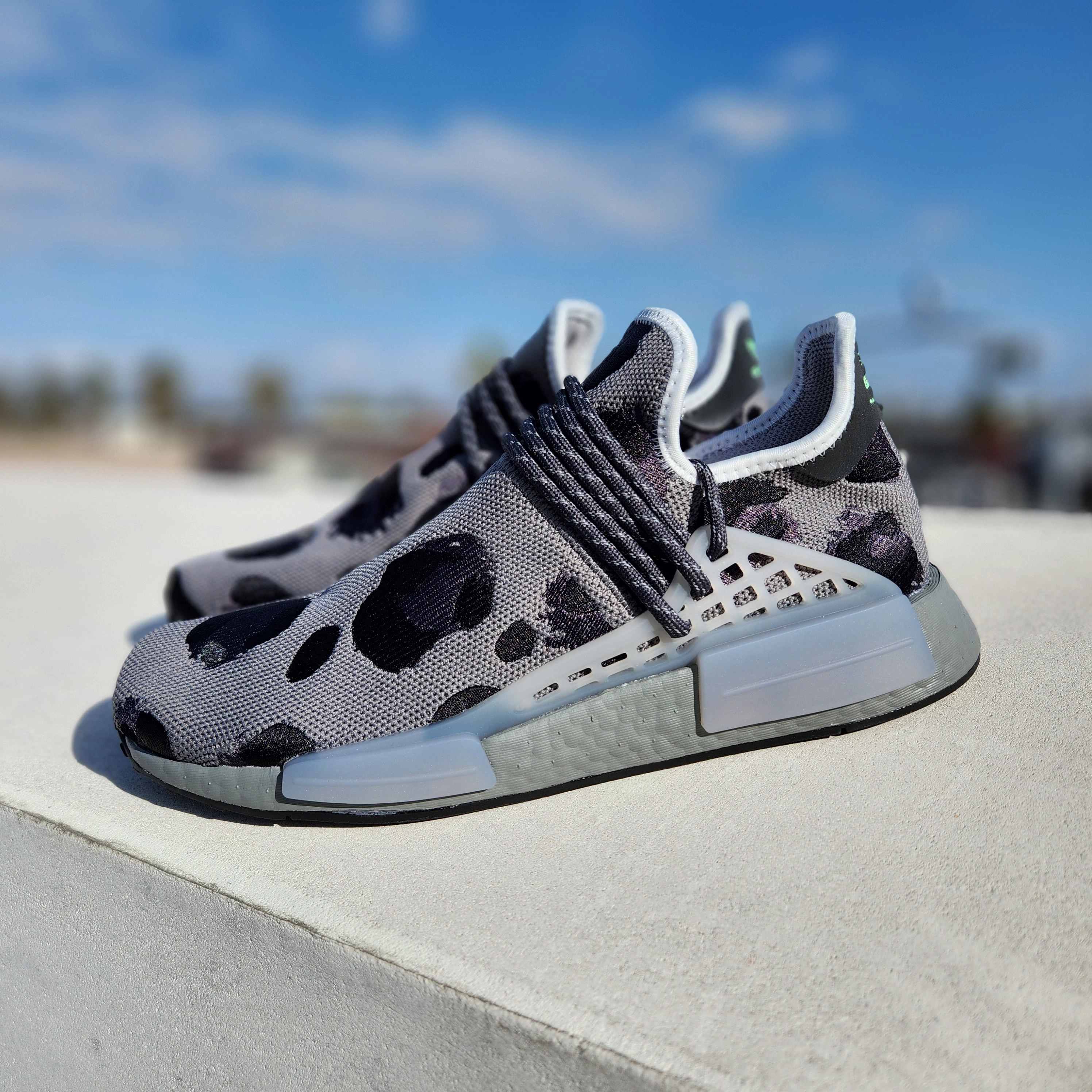 Personalized Adidas Shoes Pharrell Williams x Adidas Hu NMD Animal Print Ash Grey