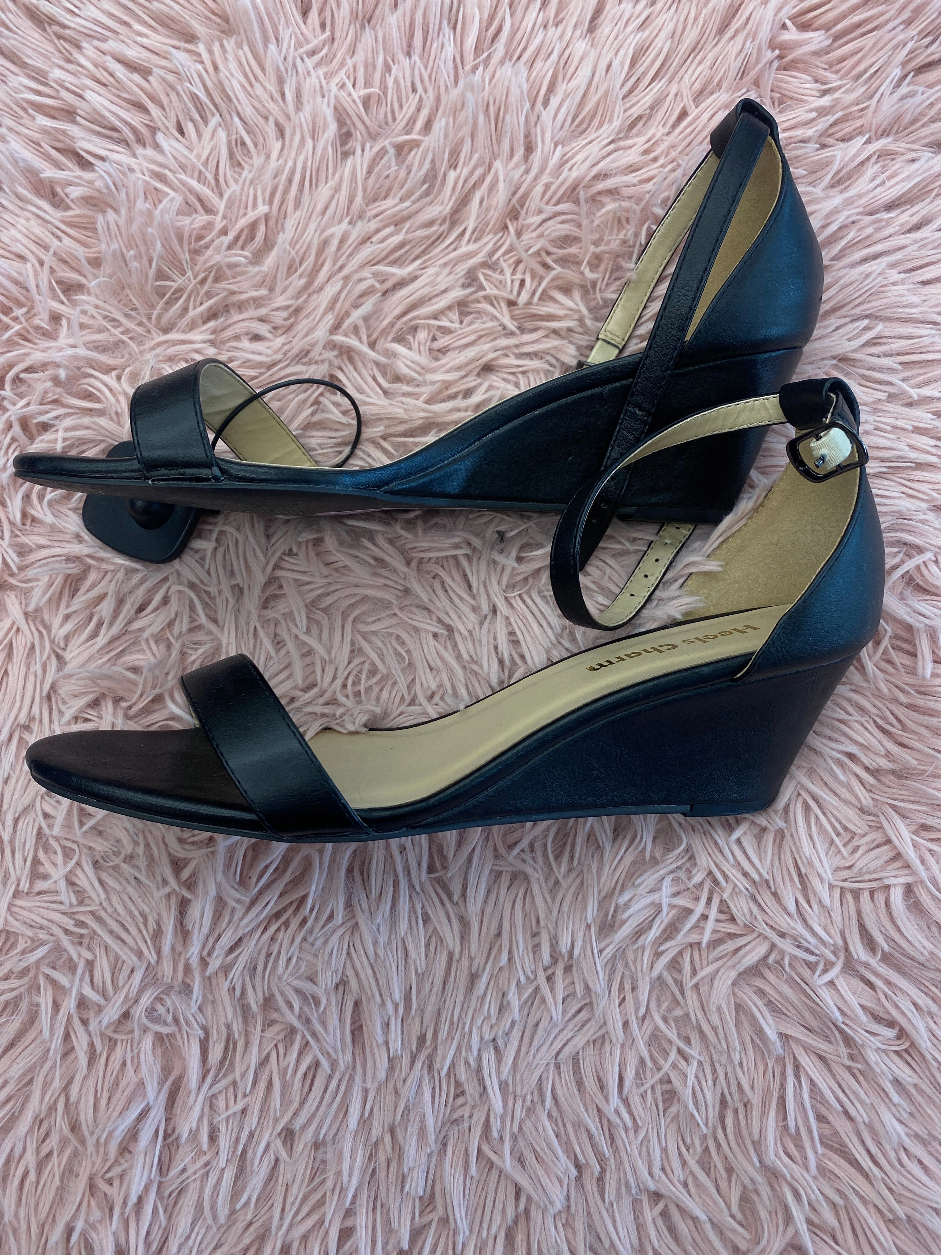 Sandals Heels Wedge By Clothes Mentor In Black, Size: 10 Heels For Wide Feet