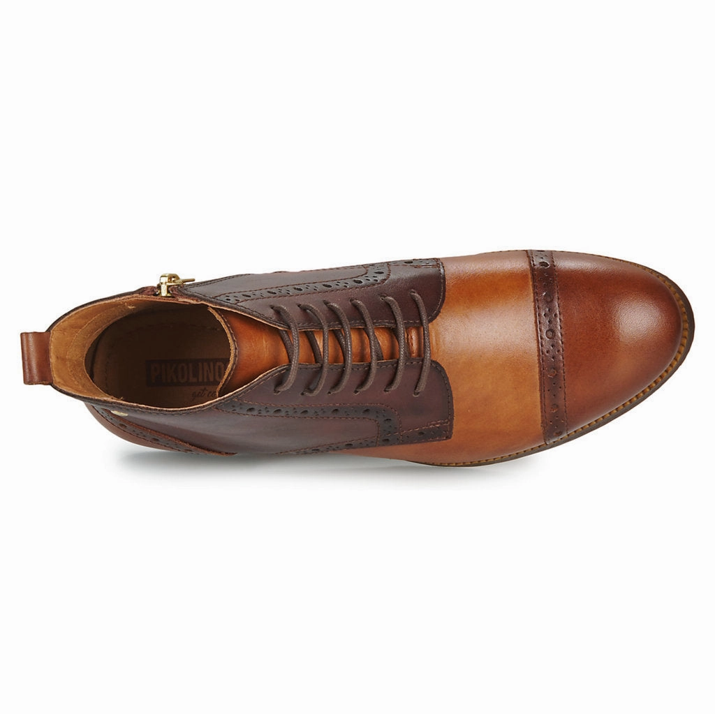 Green Lace Up Ankle Boots Pikolinos Royal Calfskin Leather Women's Ankle Boots