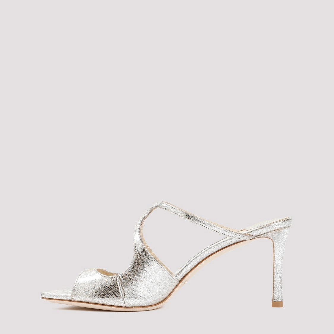White High Heels Grey Champagne Leather Anise 75 Sandals